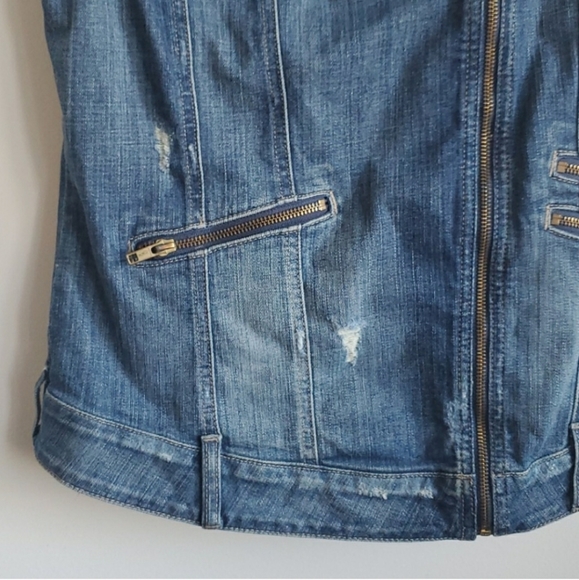 Guess Moto Jean Jacket Vest - distressed - small - Picture 4 of 8